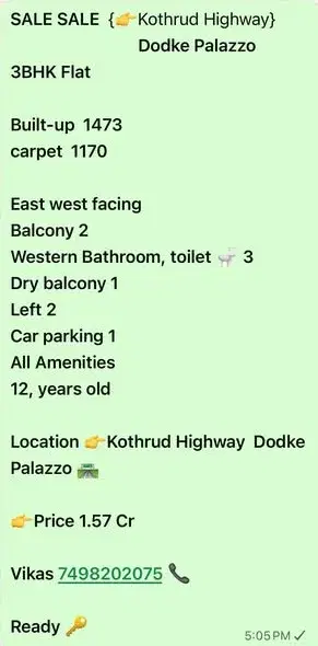 3 BHK Flat for Sale in Kothrud Highway