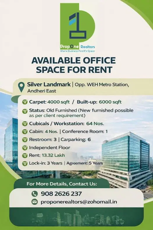 Office Space for Rent in Chakala,Andheri(East)