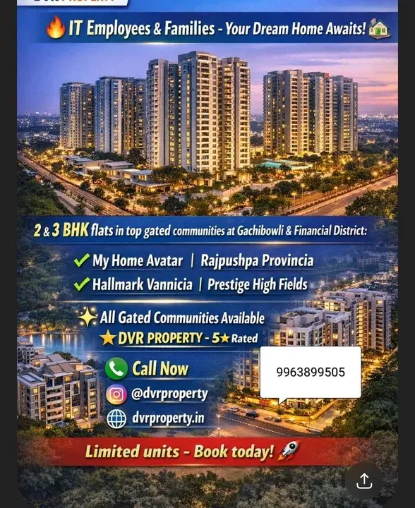 2 BHK Flat for Sale in Gachibowli & Financial District