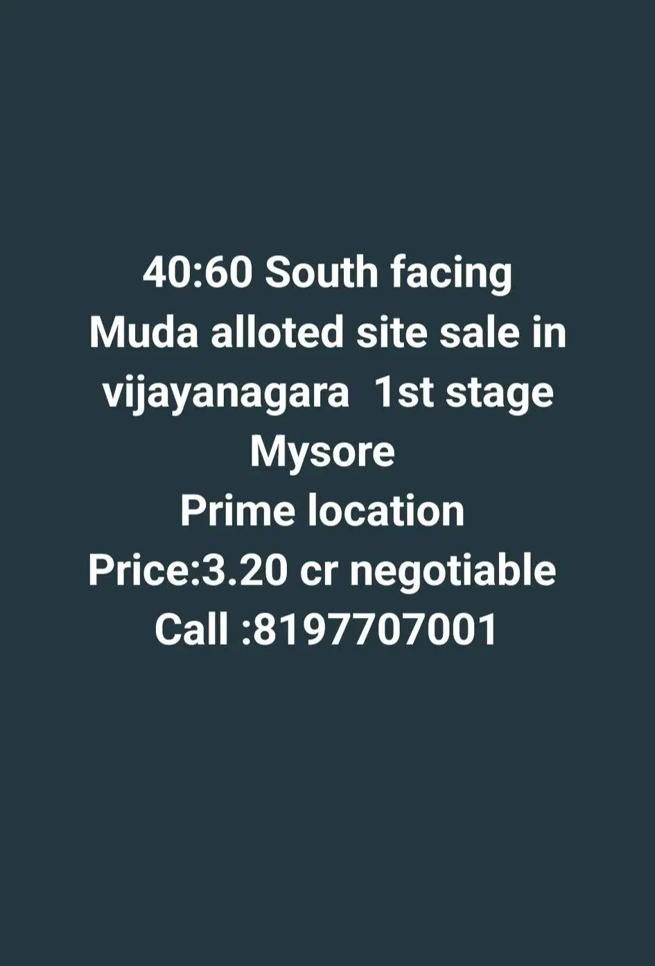 Residential Plot for Sale in vijayanagara 1st stage Mysore Near KD Road