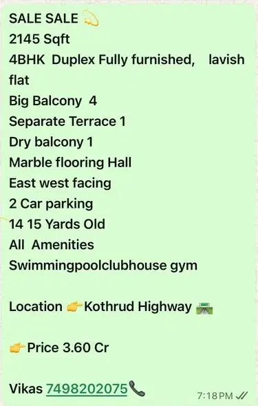 4 BHK Flat for Sale in Kothrud Highway service Road