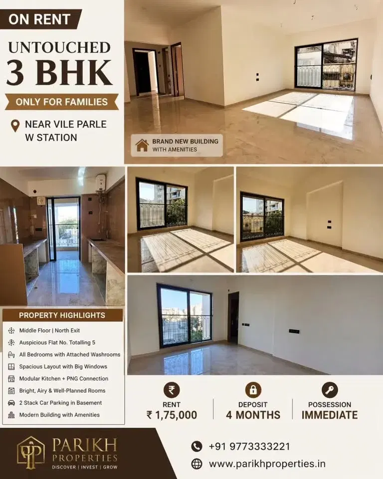 3 BHK Flat for Rent Near Vile Parle West Station