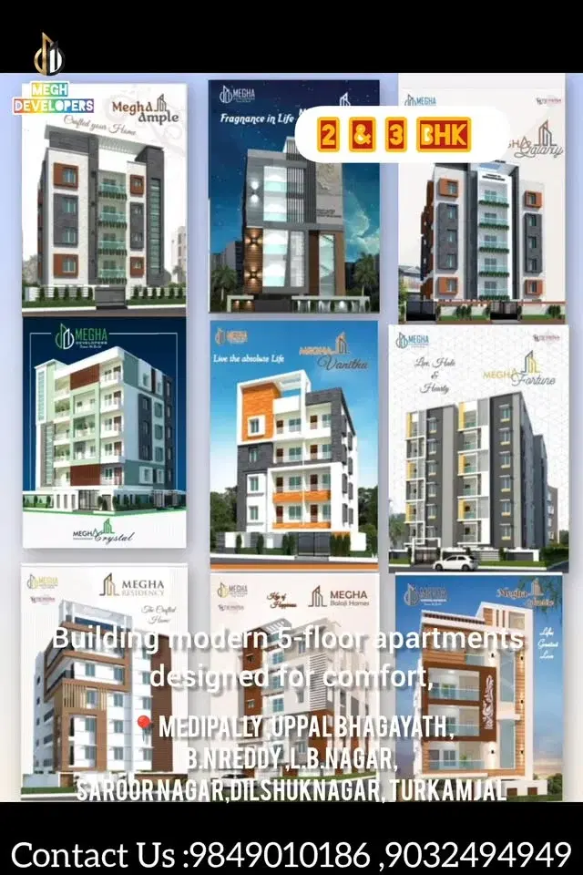 2 BHK Flat for Sale in Uppal • Medipally • ECIL • LB Nagar • BN Reddy Vanasthalipuram • Saroor Nagar • Chaitanyapuri • Turkayamjal