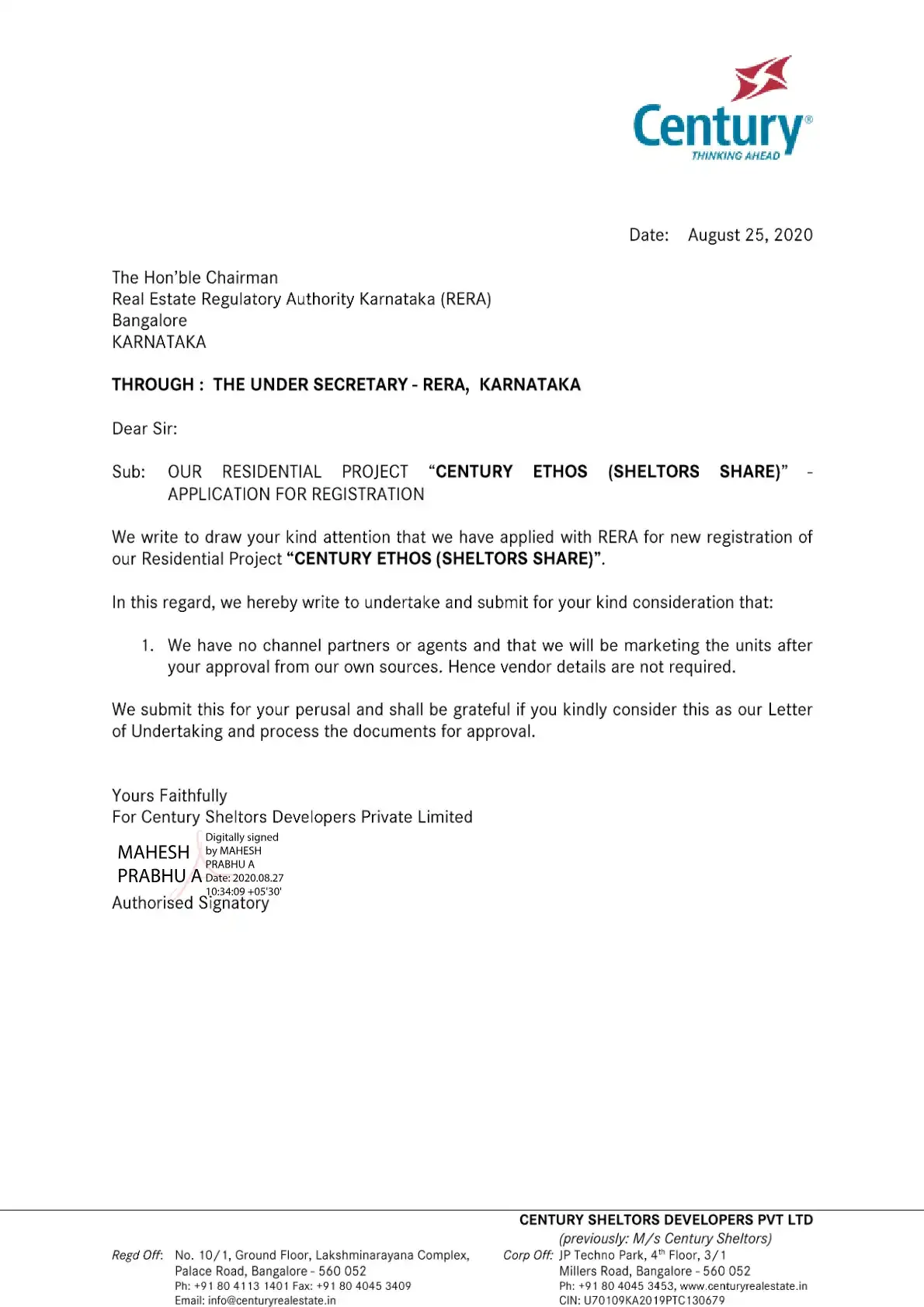 Century Ethos Sheltors Share