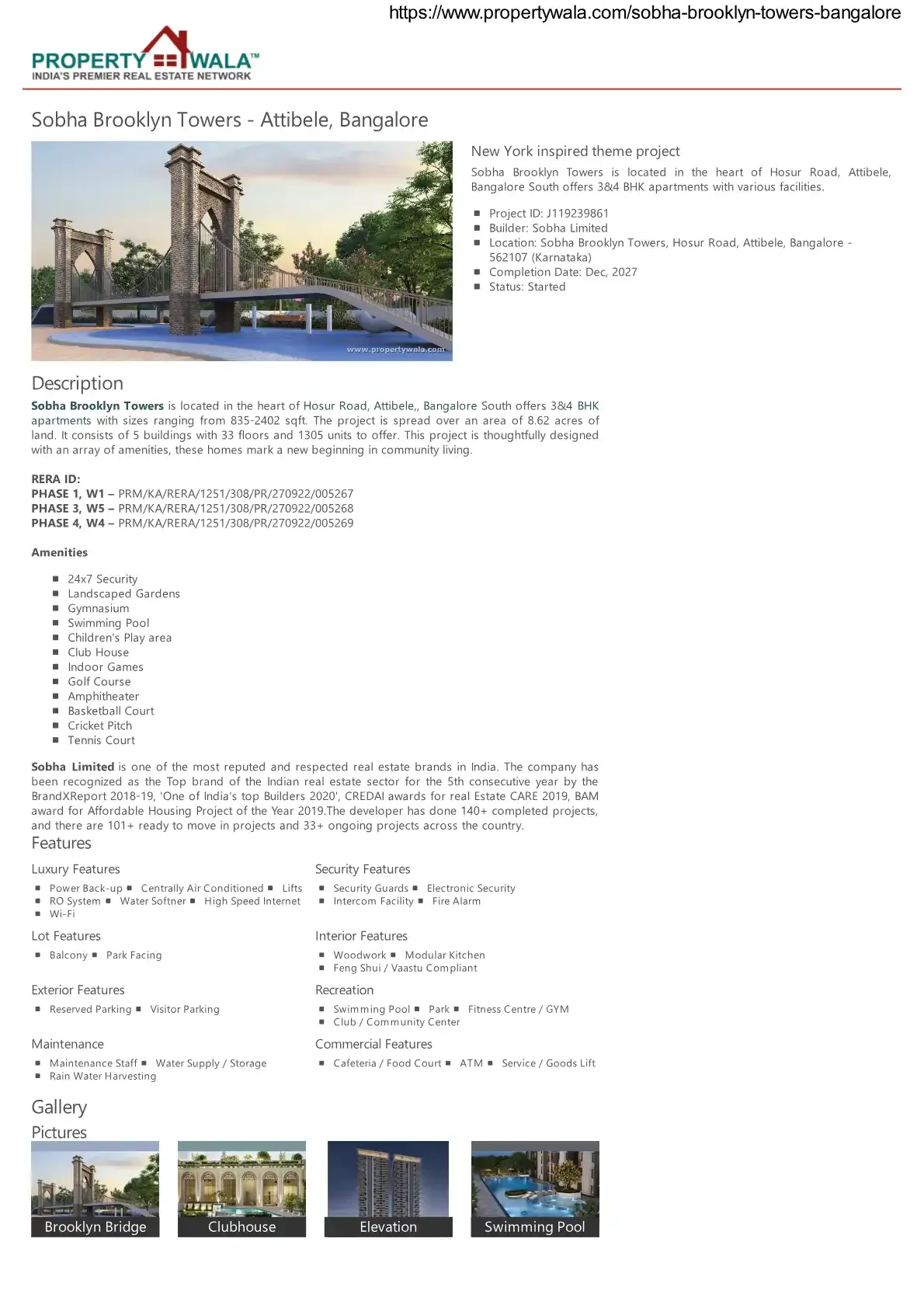 Sobha Brooklyn Towers Town Park